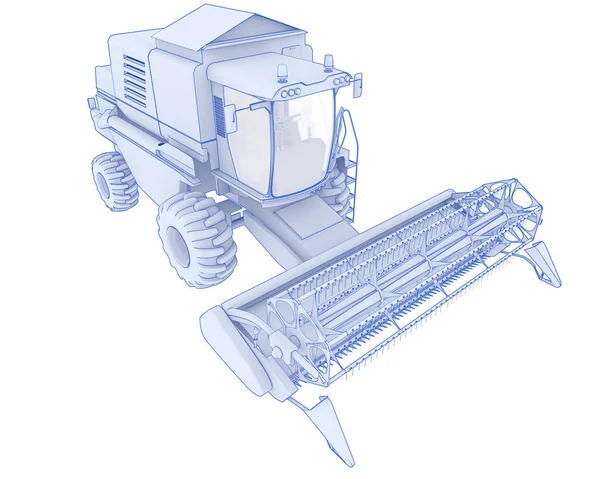 Récolteuse Isolée Sur Fond Rendu Illustration — Photo