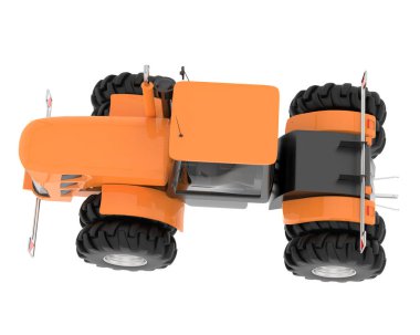 Büyük traktör arka planda izole edildi. 3d görüntüleme - illüstrasyon