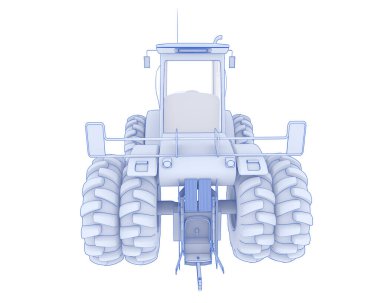 Büyük traktör arka planda izole edildi. 3d görüntüleme - illüstrasyon
