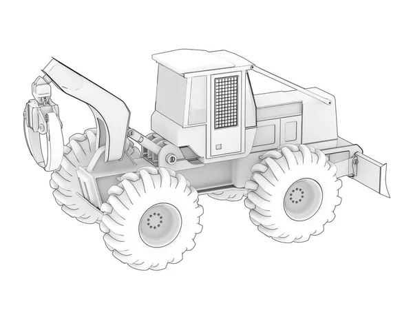 Skidder Isolato Sullo Sfondo Rendering Illustrazione — Foto Stock