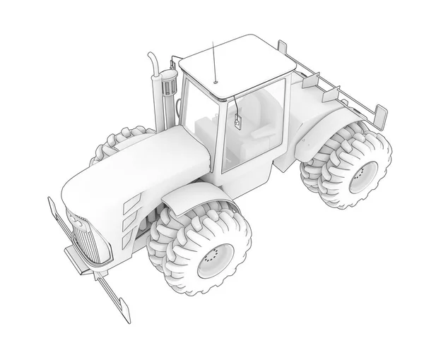 Nagy Traktor Elkülönítve Háttérben Renderelés Illusztráció — Stock Fotó