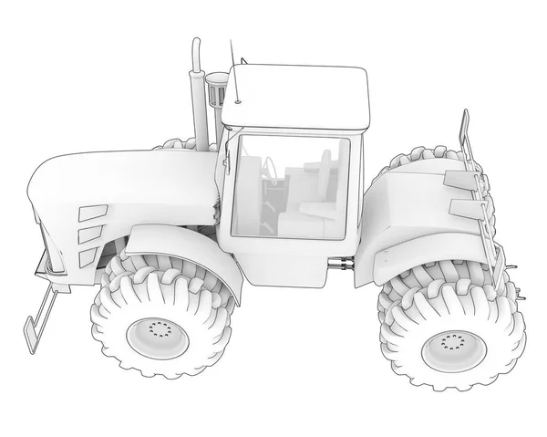 Grand Tracteur Isolé Sur Fond Rendu Illustration — Photo