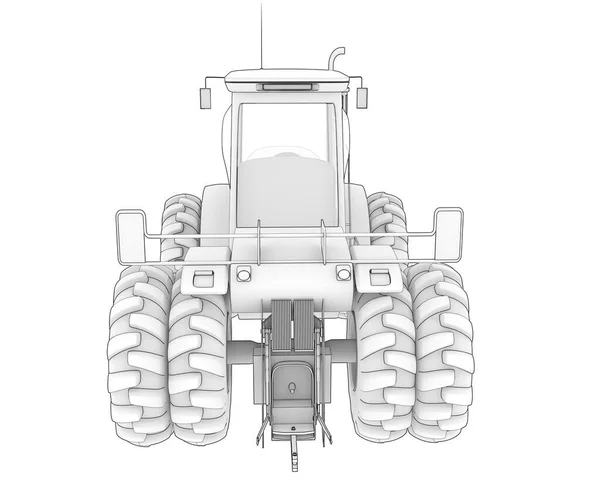 大きなトラクターの背景に隔離された 3Dレンダリング イラスト — ストック写真