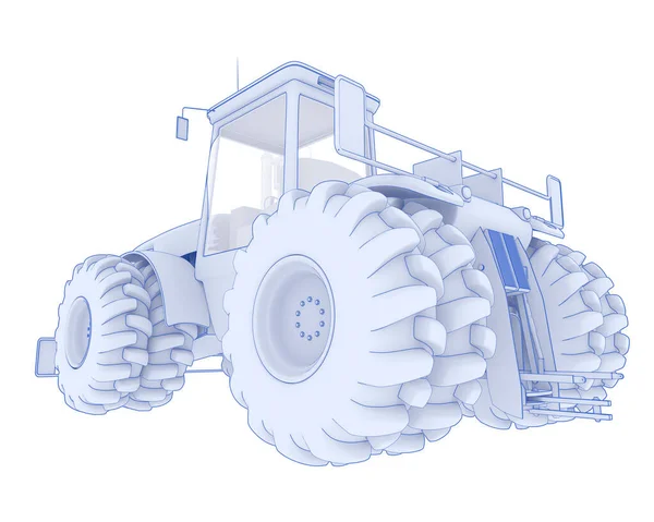 Gran Tractor Aislado Fondo Representación Ilustración — Foto de Stock