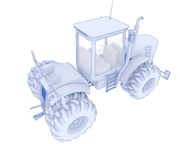 Grand Tracteur Isolé Sur Fond Rendu Illustration — Photo