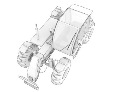 Arka planda izole edilmiş odun kesme makinesi. 3d görüntüleme - resimleme arka planda izole edildi. 3d görüntüleme - illüstrasyon