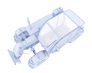 Arka planda izole edilmiş odun kesme makinesi. 3d görüntüleme - resimleme arka planda izole edildi. 3d görüntüleme - illüstrasyon