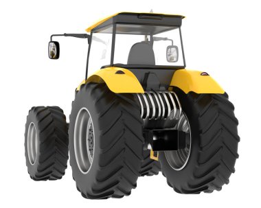 Büyük traktör arka planda izole edildi. 3d görüntüleme - illüstrasyon