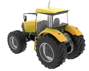 Büyük traktör arka planda izole edildi. 3d görüntüleme - illüstrasyon