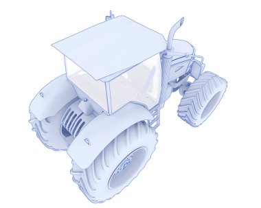 Büyük traktör arka planda izole edildi. 3d görüntüleme - illüstrasyon