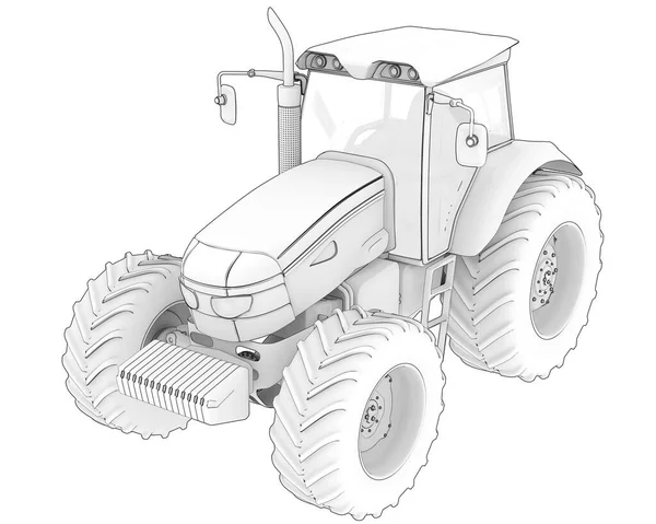 Nagy Traktor Elkülönítve Háttérben Renderelés Illusztráció — Stock Fotó