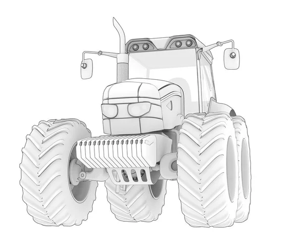 Большой Трактор Изолирован Заднем Плане Рендеринг Иллюстрация — стоковое фото