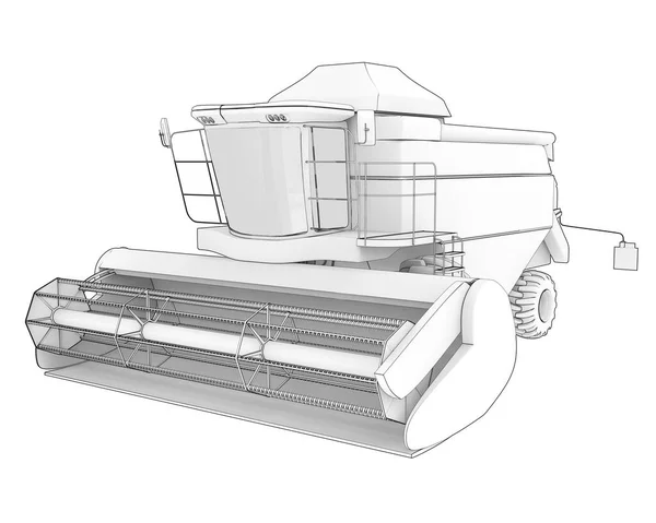 Kombajn Odizolowany Tle Renderowanie Ilustracja — Zdjęcie stockowe