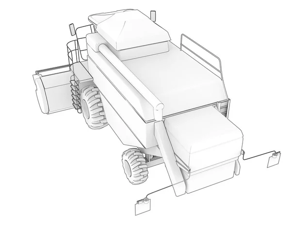 Kombajn Odizolowany Tle Renderowanie Ilustracja — Zdjęcie stockowe