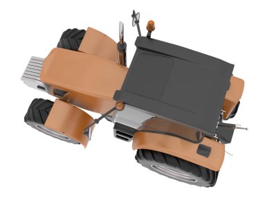 Arka planda büyük bir traktör var. 3d görüntüleme - illüstrasyon