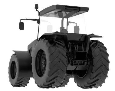 Arka planda büyük bir traktör var. 3d görüntüleme - illüstrasyon