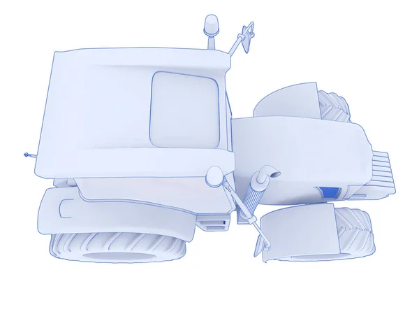 大きなトラクターの背景に隔離された 3Dレンダリング イラスト — ストック写真