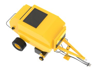 Arka planda ziraat karavanı var. 3d görüntüleme - illüstrasyon