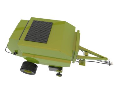 Arka planda ziraat karavanı var. 3d görüntüleme - illüstrasyon