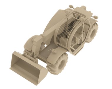 Çok yönlü kazıcı arka planda izole edildi. 3d görüntüleme - illüstrasyon