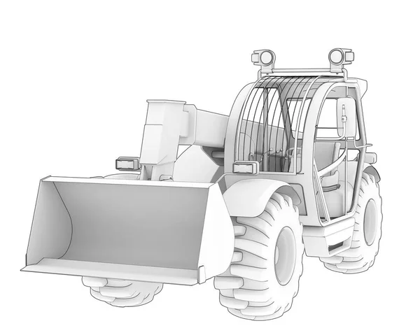 굴착기가 배경에 분리되어 렌더링 — 스톡 사진