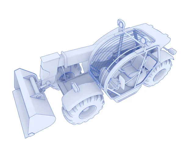 Wszechstronna Koparka Izolowana Tle Renderowanie Ilustracja — Zdjęcie stockowe