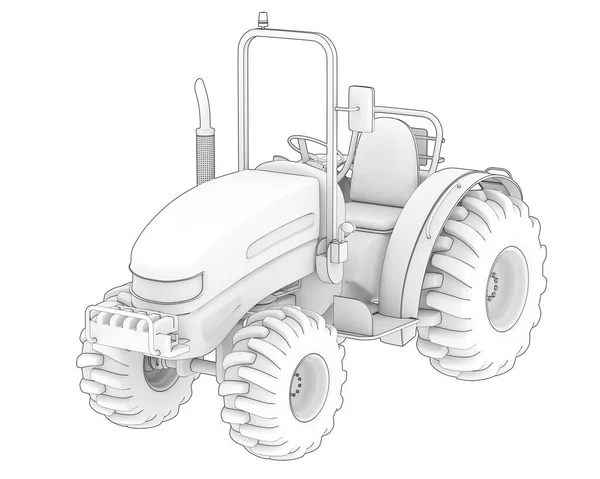 Malý Traktor Izolovaný Pozadí Vykreslování Ilustrace — Stock fotografie