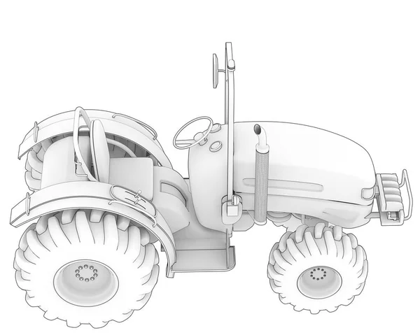 Petit Tracteur Isolé Sur Fond Rendu Illustration — Photo