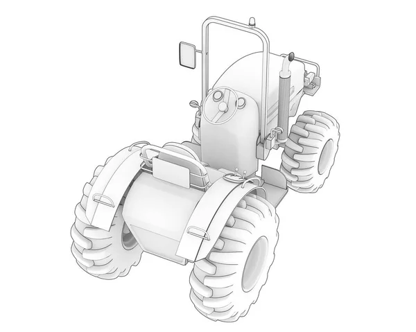 背景上孤立的小拖拉机 3D渲染 — 图库照片