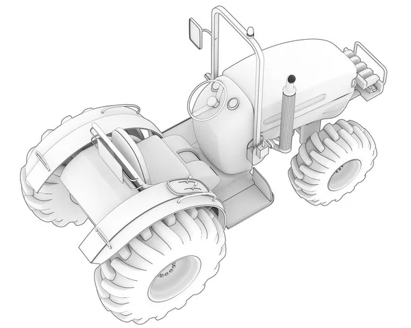 Petit Tracteur Isolé Sur Fond Rendu Illustration — Photo