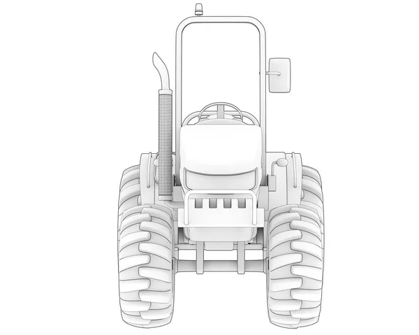 Petit Tracteur Isolé Sur Fond Rendu Illustration — Photo