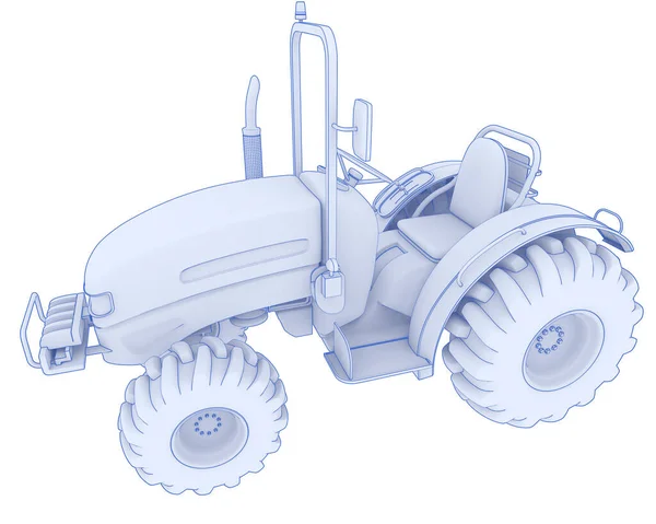 小さなトラクターの背景に隔離された 3Dレンダリング イラスト — ストック写真