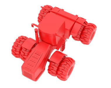 Büyük traktör arka planda izole edildi. 3d görüntüleme - illüstrasyon