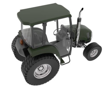 Arka planda izole edilmiş orta boy tarım traktörü. 3d görüntüleme - illüstrasyon