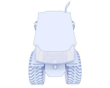 Arka planda izole edilmiş orta boy tarım traktörü. 3d görüntüleme - illüstrasyon