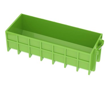 Arka planda endüstriyel çöp konteynırı var. 3d görüntüleme - illüstrasyon