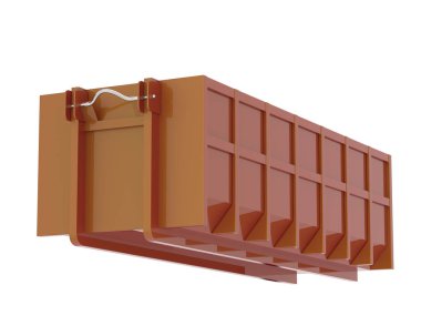 Arka planda endüstriyel çöp konteynırı var. 3d görüntüleme - illüstrasyon