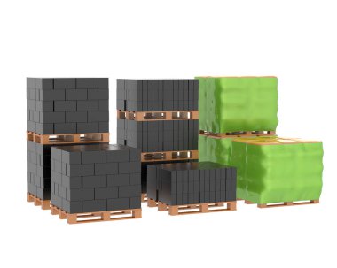 Arka planda beton bloklar izole edilmiş. 3d görüntüleme - illüstrasyon