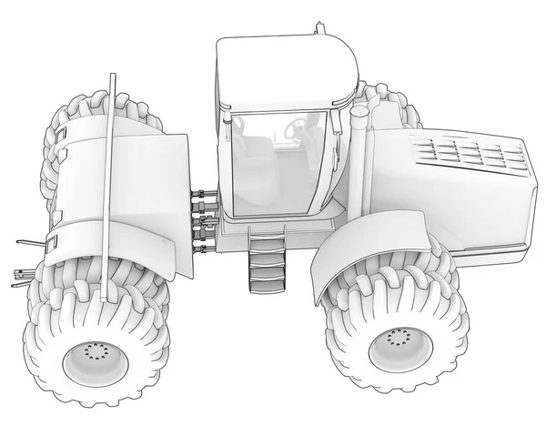 Stor Traktor Isolert Bakgrunn Gjenging Illustrasjon – stockfoto