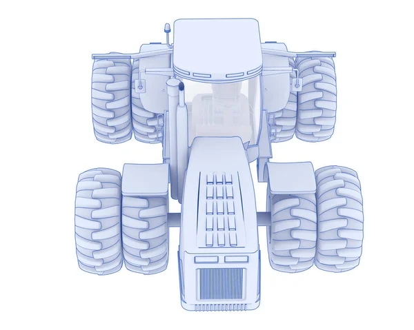 大拖拉机在背景上隔绝了 3D渲染 — 图库照片