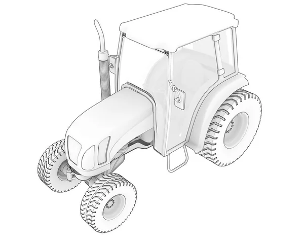농업용 트랙터가 배경에 분리되어 있습니다 렌더링 — 스톡 사진