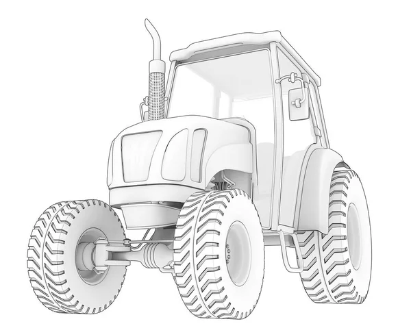 Tractor Cultivo Medio Aislado Sobre Fondo Representación Ilustración — Foto de Stock