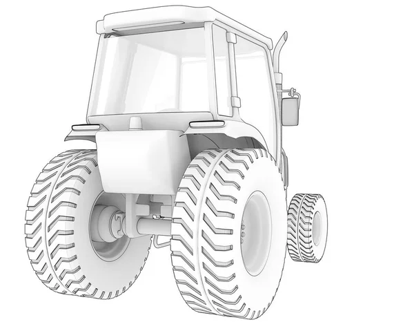 Arka Planda Izole Edilmiş Orta Boy Tarım Traktörü Görüntüleme Illüstrasyon — Stok fotoğraf