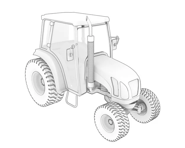 Tractor Cultivo Medio Aislado Sobre Fondo Representación Ilustración —  Fotos de Stock