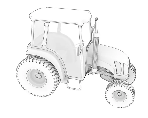 Średni Ciągnik Rolniczy Izolowany Tle Renderowanie Ilustracja — Zdjęcie stockowe