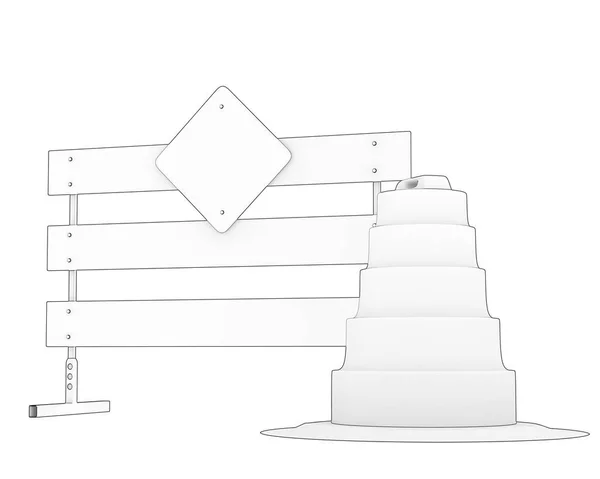 Дорога Під Будівельним Знаком Ізольована Фоні Візуалізація Ілюстрація — стокове фото