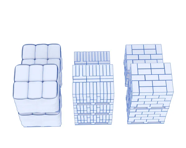 Arka Planda Beton Bloklar Izole Edilmiş Görüntüleme Illüstrasyon — Stok fotoğraf