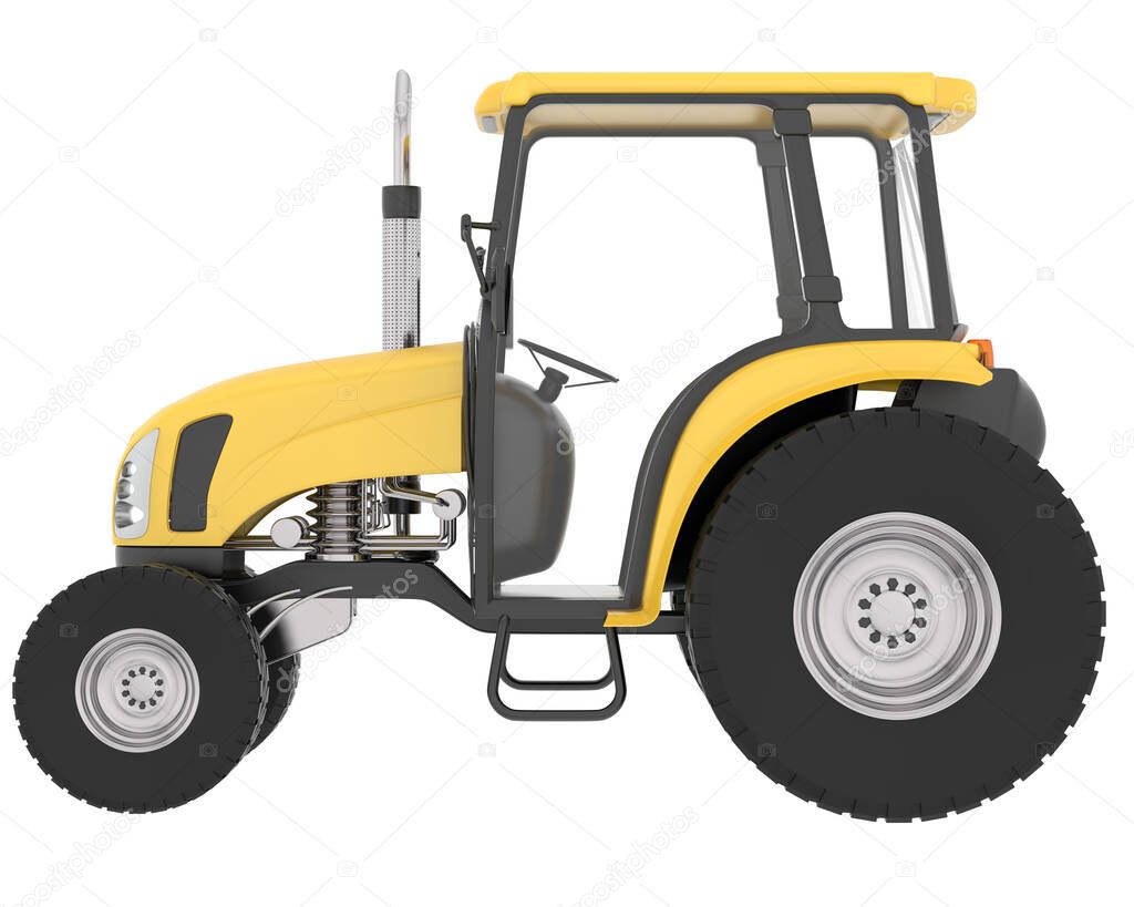 Medium farming tractor isolated on background. 3d rendering - illustration