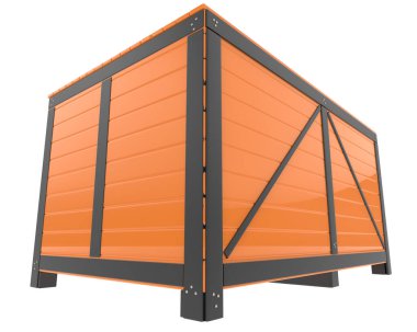 Arka planda izole edilmiş sanayi nakliye kutusu. 3d görüntüleme - illüstrasyon