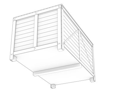 Arka planda izole edilmiş sanayi nakliye kutusu. 3d görüntüleme - illüstrasyon